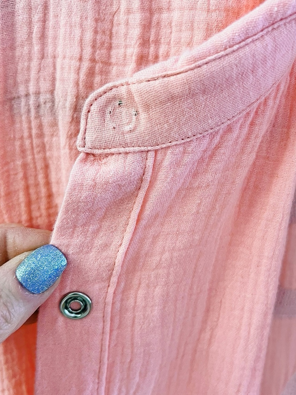 NEW Bluevelvet Salmon Hot Pink “Beach Please” Blue Clam Shell Coverup Dress - Picture 5 of 5